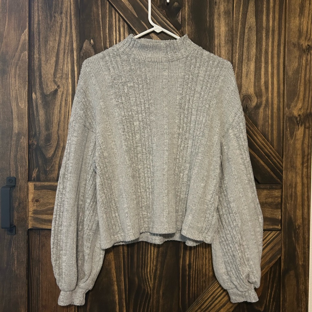 SHEIN Light Gray Ribbed Sweater